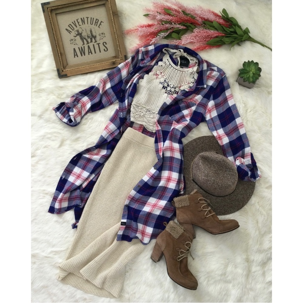 Free People x Rails Cottage & Cabin Plaid Shirt Dress Western Town & Country XS
